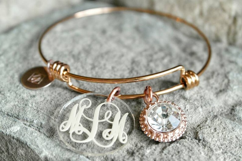 Monogrammed Bracelet Custom Charm Bracelet Bridesmaid Gift Etsy