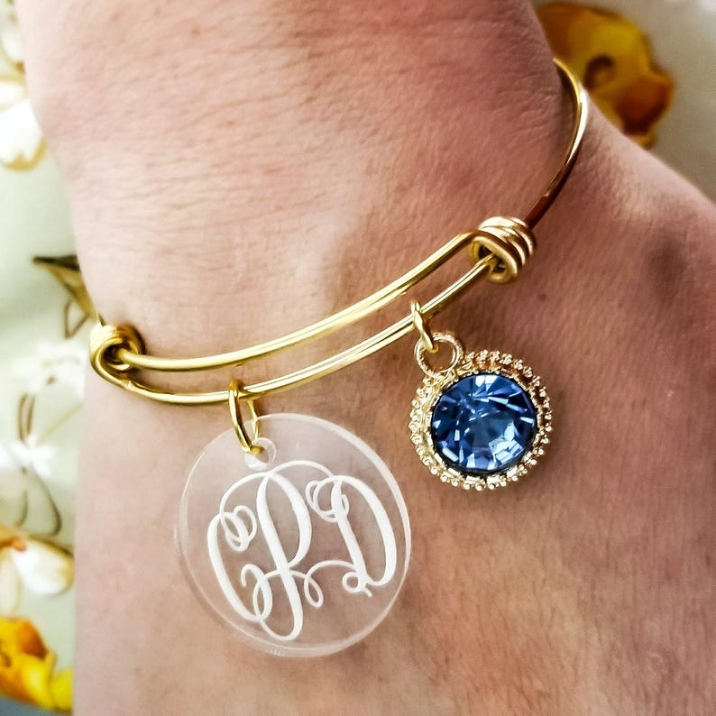 Monogrammed Bracelet Custom Charm Bracelet Bridesmaid Gift - Etsy