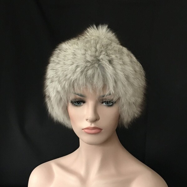 Russian Designer Fur Wig Hat Polar FOX Knit Acrylic Beanie Style Base FW1 Arctic-Store® Arktika