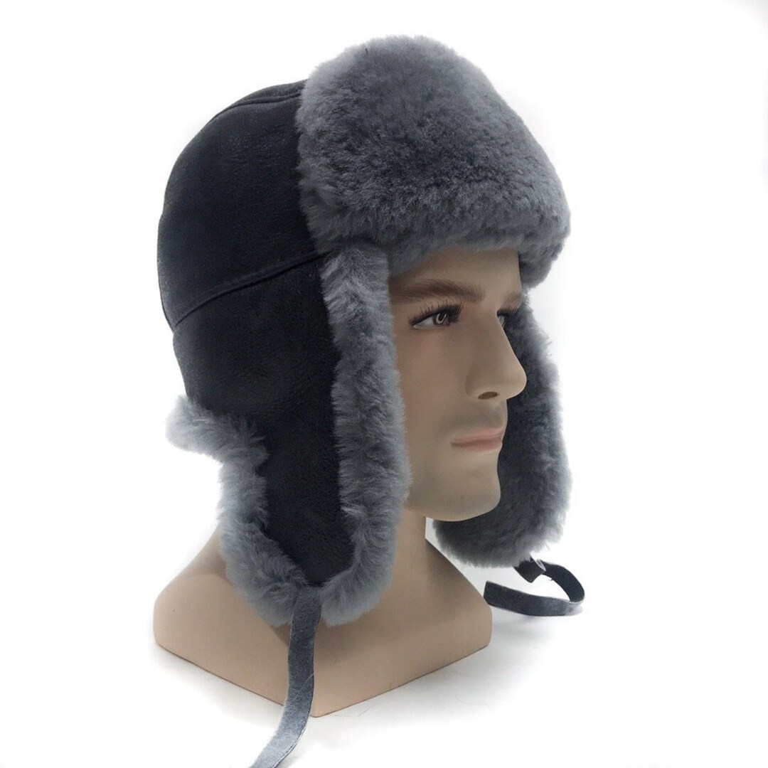 Sheepskin Trapper Ushanka Aviator Russian Fur Hat Unisex GREY Arctic Store Arktika Etsy UK