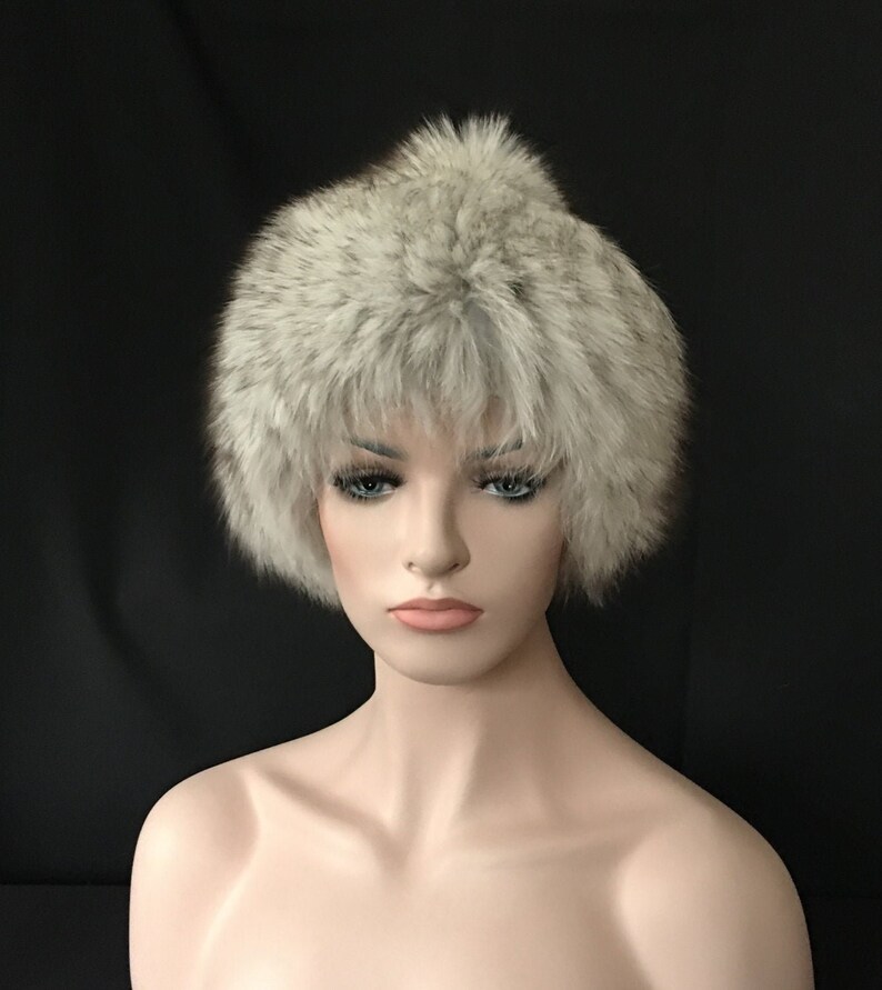 Russian Designer Fur Wig Hat Polar FOX Knit Acrylic Beanie ...