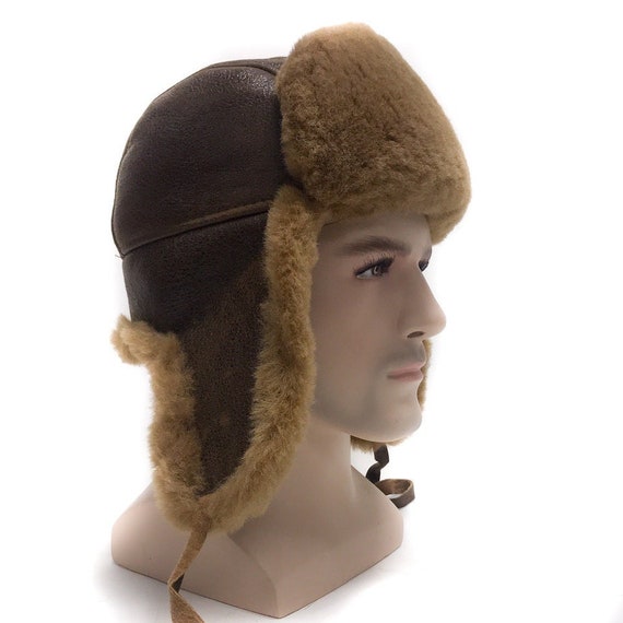 thumbnail image 2 of Zavelio Aviator Trapper Ushanka Hat – Genuine Leather & Shearling Sheepskin Fur – Brown 2 of 5