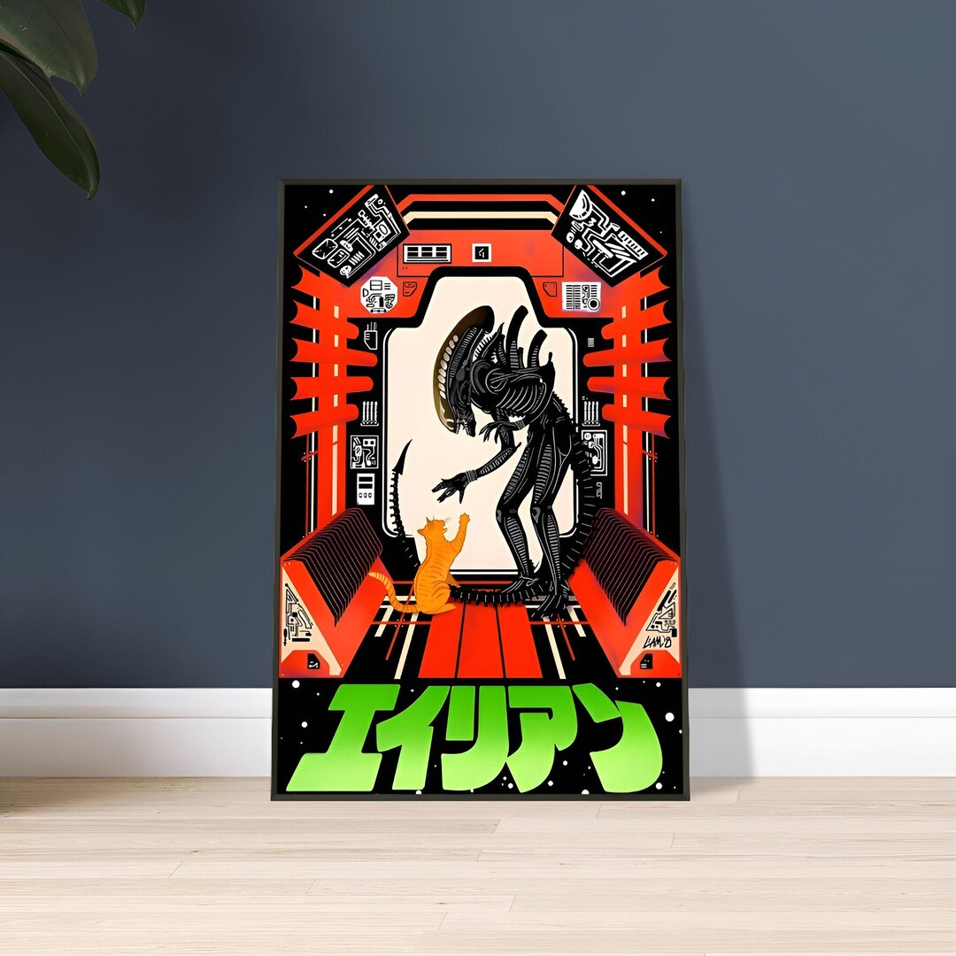 Alien Retro Japanese Movie Poster Classic Horror Movie Poster Wall Art ...