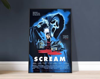 Scream (1996) cultfilmposter vintage horrorfilm print klassieke horrorfilm decor horror cadeau vintage stijl muurkunst woondecoratie