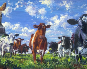 Cows unframed Giclee Print 8"x18" paper (Who Are You)
