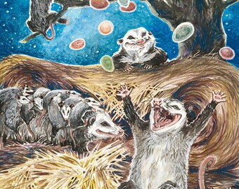Limited Edition Giclee Print of Opossum Pizzazz