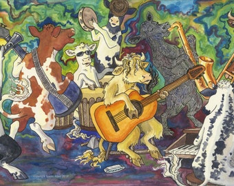 Cow Band Unframed Giclee Print