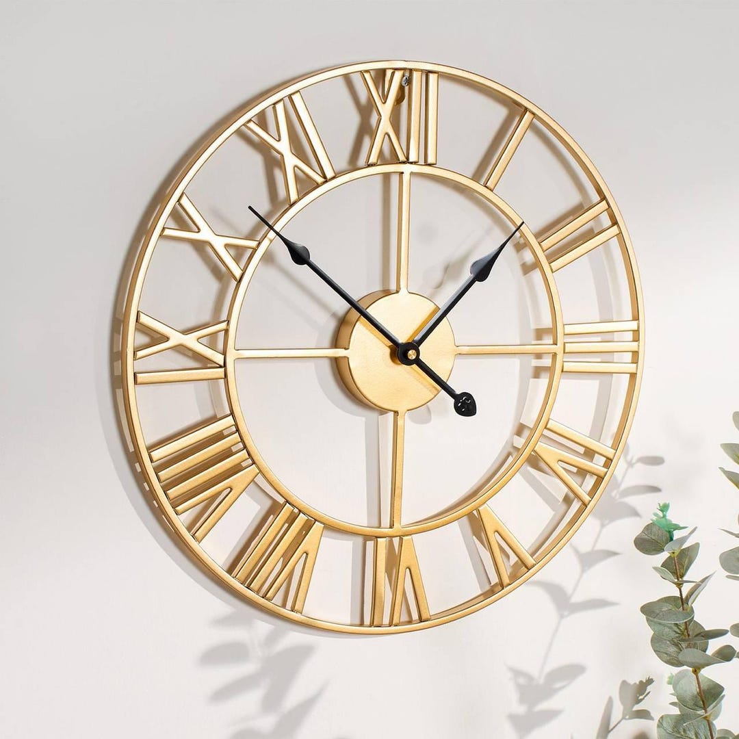 Large Wall Clock Roman Numerals Skeleton Big Open Round Face - Etsy