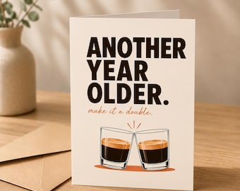 Funny Coffee Birthday Card, Espresso Lover, Make It A Double Greeting Card