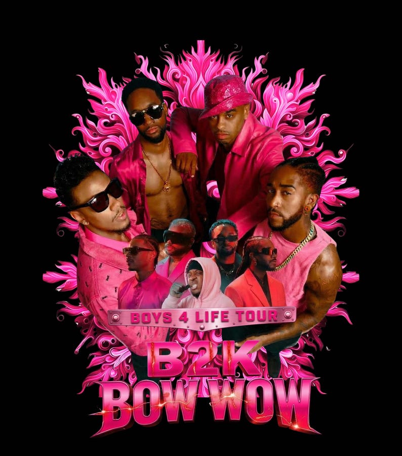 B2K Bow Wow Boys4life Tour PNG File : B2K Concert 2026 Tshirt Design ...