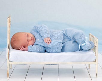 Beginner Knitting Pattern Bundle Baby Blanket & Set | Easy Knit PDF Pattern, Cardigan Booties Bonnet