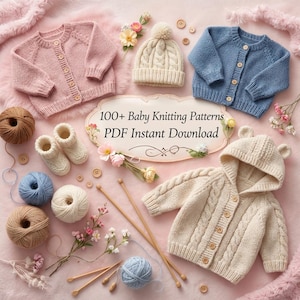 100+ Baby Knitting Patterns Bundle PDF | Instant Digital Download - Sweaters, Cardigans, Booties, Hats, Blankets