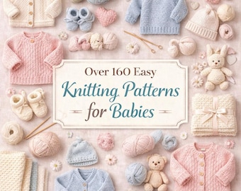 Plus de 160 modèles de tricot faciles pour bébés | Pulls, chapeaux, chaussons | Téléchargement numérique