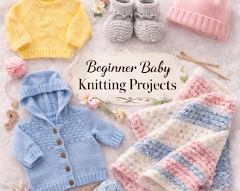 Más de 30 patrones de tejido para bebés principiantes: gorros, suéteres y patucos fáciles (descarga digital en PDF)