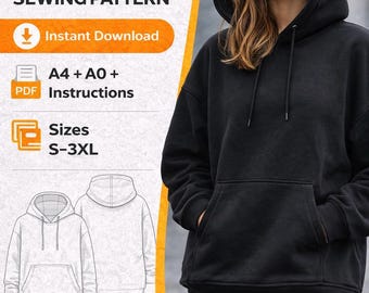 Women Oversized Hoodie Sewing Pattern PDF | Pullover Hoodie Pattern | Streetwear Hoodie | S-3XL | A4 A0 US Letter | Instant Download