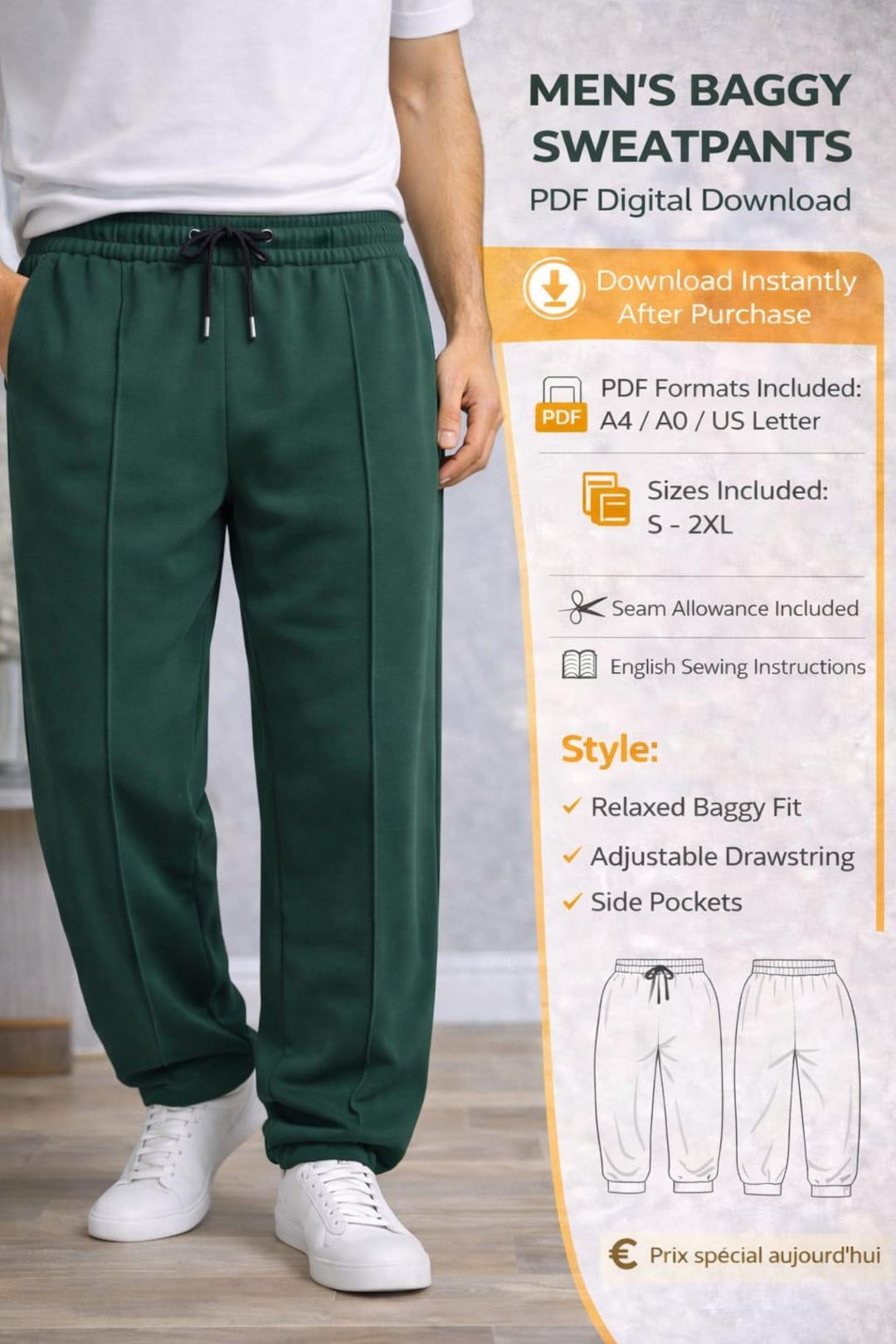 Men’s Baggy Sweatpants Sewing Pattern PDF | Relaxed Fit Joggers | S–2XL ...