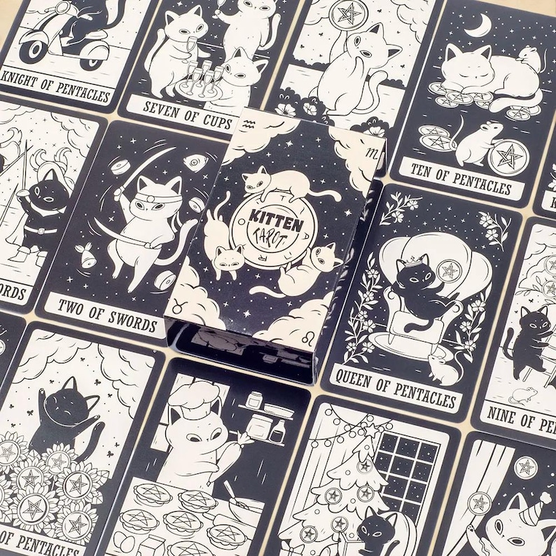 Kitten Tarot Deck 78 Cards With Guidebook, Cat Tarot Set, Beginner ...