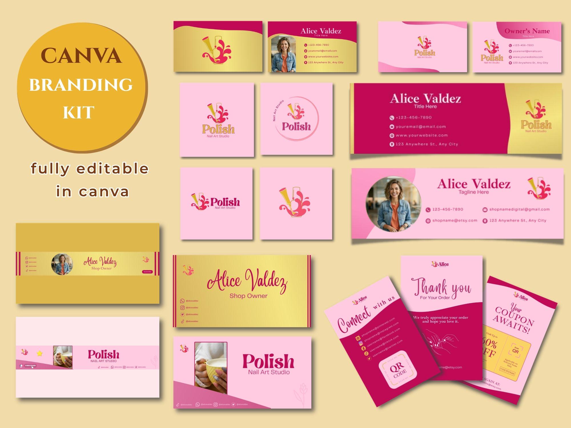 customize 12,310+ pink logo templates online - canva... Canva Branding Kit Template: Pink Gold Logo, Social Media Bundle - Etsy