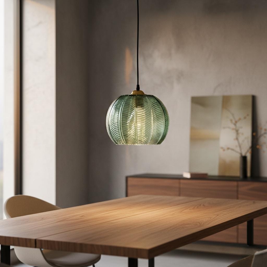 Lustre En Laiton Et Céramique Blanc Bordure Verte – 20 Cm – Arterameferro