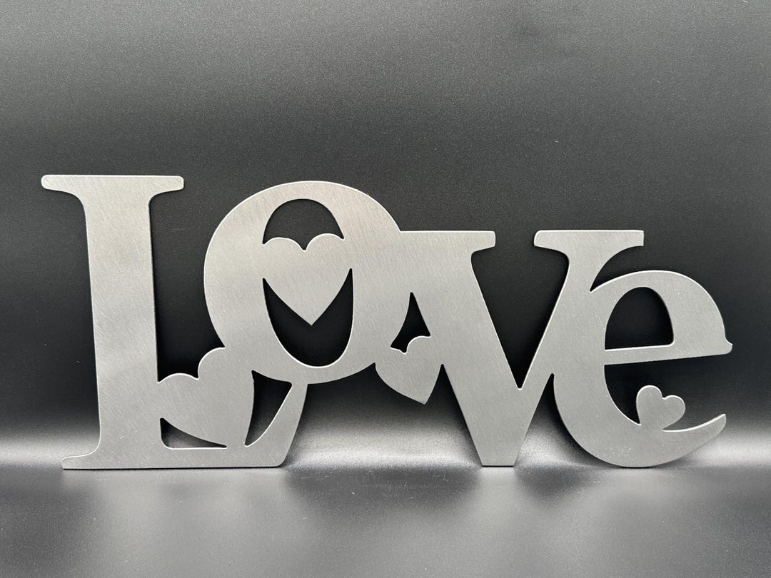 LOVE Metal Sign With Heart Details - Etsy