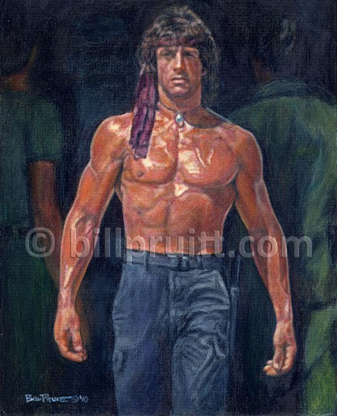 Sylvester Stallone Rambo 2 Art Print 12x16 Signed and Dated Etsy