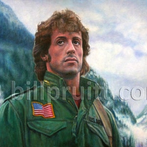 Sylvester Stallone Rambo First Blood art print 12x16 signed and dated Bill Pruitt