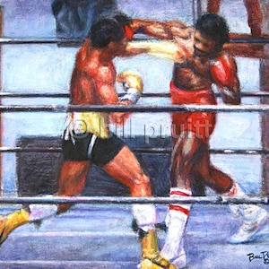 Sylvester Stallone Rocky Balboa Apollo Creed art print 12x16 signed and dated Bill Pruitt