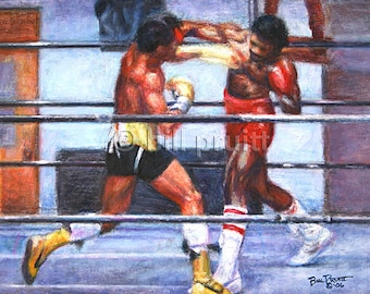 Sylvester Stallone Rocky Balboa Apollo Creed art print 13"x17" signed and dated Bill Pruitt