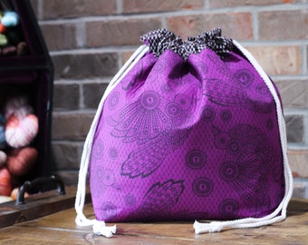 Large Raven Lace Drawstring Project Bag