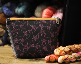 Medium size Purple Webs zipper notions bag/pouch