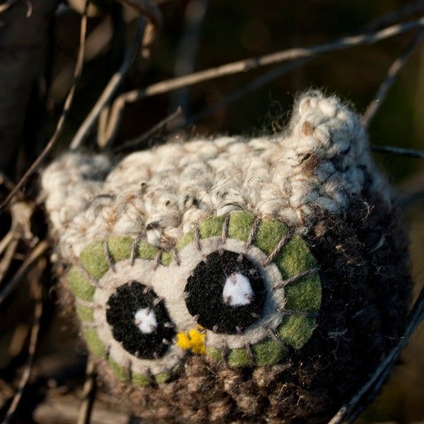 Baby Owl Pillow, Brown and Tan, Crochet Owl, Made To Order