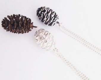 Pinecone long necklace sterling silver