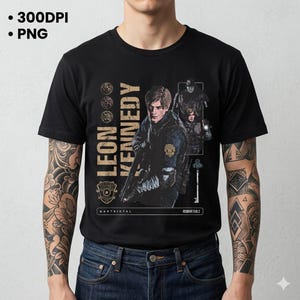 Leon Kennedy Sticker PNG | Resident Evil Fan Art Shirt Design (Digital Download) image 1