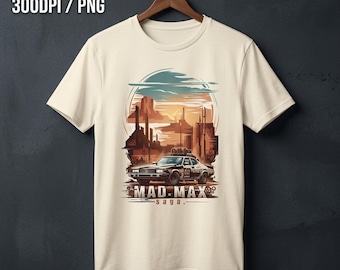 Retro Car Desert Design PNG | T Shirt Design Sublimation Graphic | Vintage Car Sticker Print File | 300 DPI High Resolution Digital Download