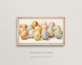 Pastel Easter Eggs Floral Pattern Watercolor Art | Samsung Frame TV Art