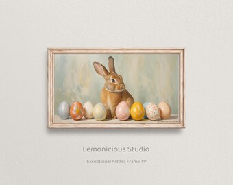 Easter Bunny with Painted Eggs Spring Holiday Scene | Samsung Frame TV Art