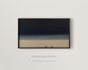 Desert Caravan Under Starry Sky Night Landscape Painting | Samsung Frame TV Art