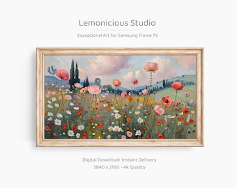 Pastel Spring Field Impressionist Painting | Samsung Frame TV Art