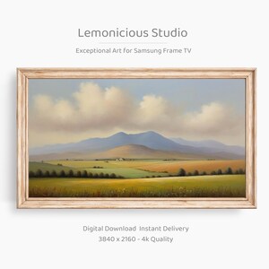 Patchwork Farm Fields Mountain Valley Landscape | Samsung Frame TV Art