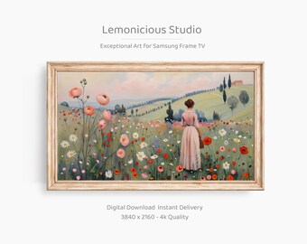 Woman Walking Through Wildflower Field | Samsung Frame TV Art