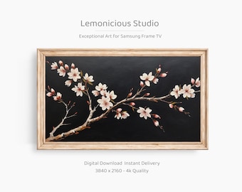 Pink Cherry Blossom Branches Floral Close-Up | Samsung Frame TV Art