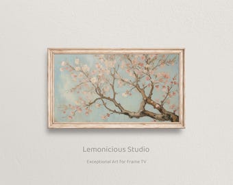 Cherry Blossom Branch Close-Up Spring Painting | Samsung Frame TV Art