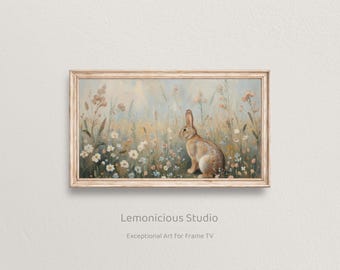 Easter Bunny in Wildflower Meadow | Samsung Frame TV Art