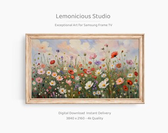 Colorful Flower Meadow Impressionist Painting | Samsung Frame TV Art