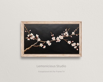 Cherry Blossom Petals Spring Botanical Painting | Samsung Frame TV Art