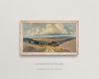 Rolling Hills Irish Country Road Landscape Painting | Samsung Frame TV Art