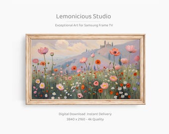 Tuscan Red Poppy Field Landscape | Samsung Frame TV Art
