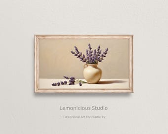 Scattered Lavender Sprigs Neutral Painting | Samsung Frame TV Art