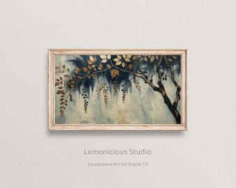 Weeping Willow Branch with Dark Berries Botanical | Samsung Frame TV Art