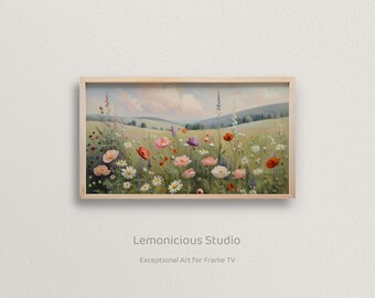 Colorful Spring Wildflower Meadow Painting | Samsung Frame TV Art